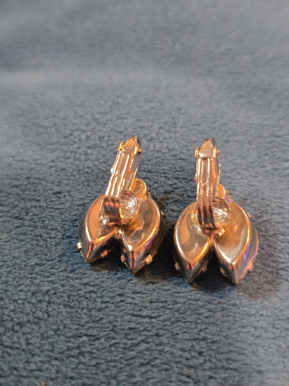 Vintage Clip On Crystal Marquise Drop Earrings - Clear Jewelry - Picture 3 of 3
